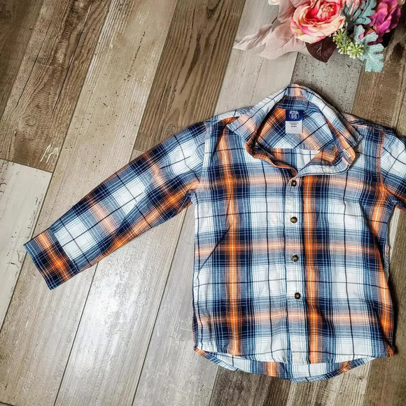 Route 66 Boys Plaid Button Down Shirt Blue Orange White Size Small 6/7 NWOT - Picture 15 of 15